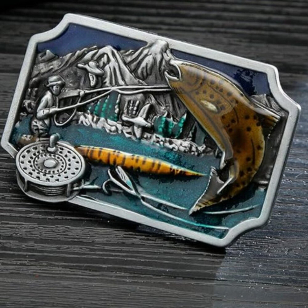 ✨Western Fisherman Cowboy Belt Buckle – Vintage Buckle Only, No Belt Included✨ - Picture 4 of 6